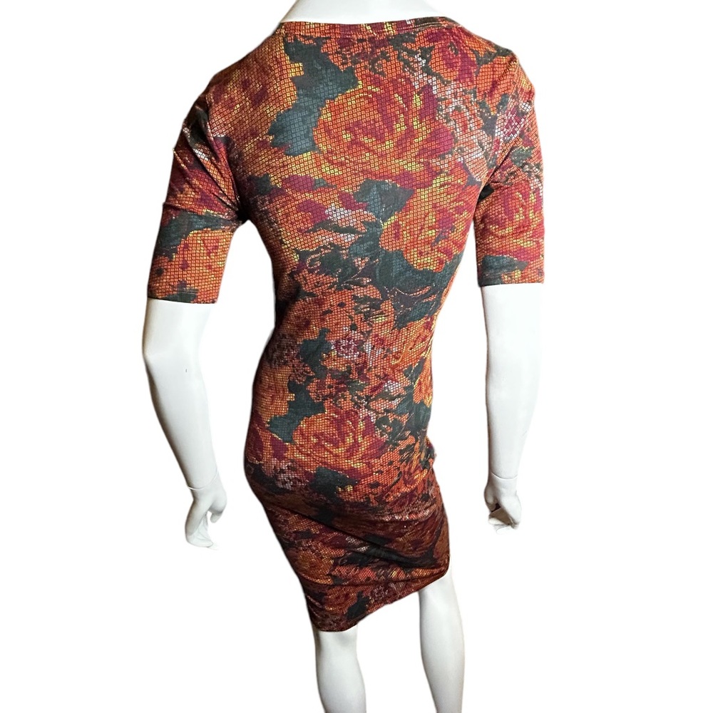 NWT LuLaRoe Julia Orange Floral Body-Con Dress Size XXS - Picture 8 of 15